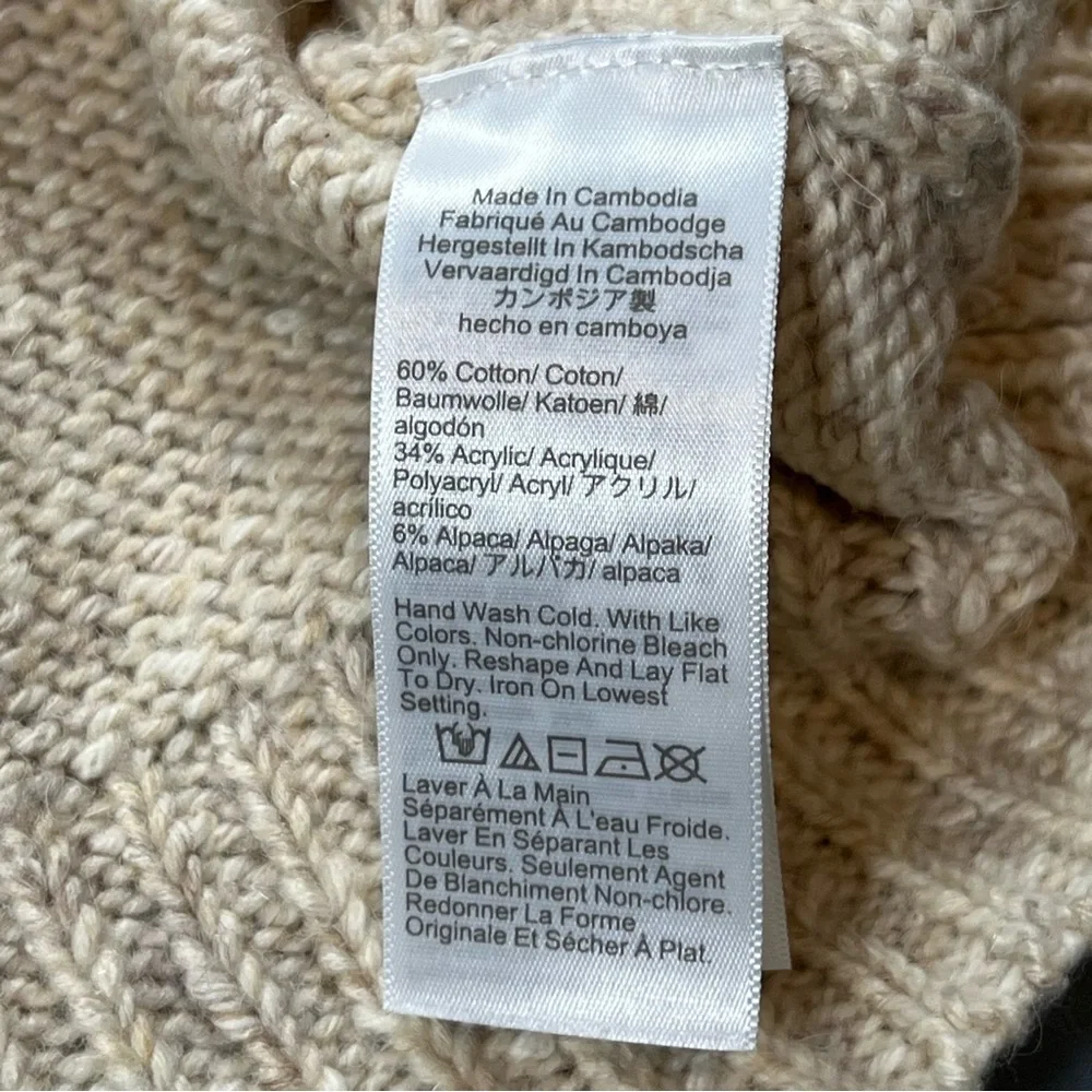 J. Crew Pointelle sweater Cream Crew Neck Sweater with Intricate Knit Pattern